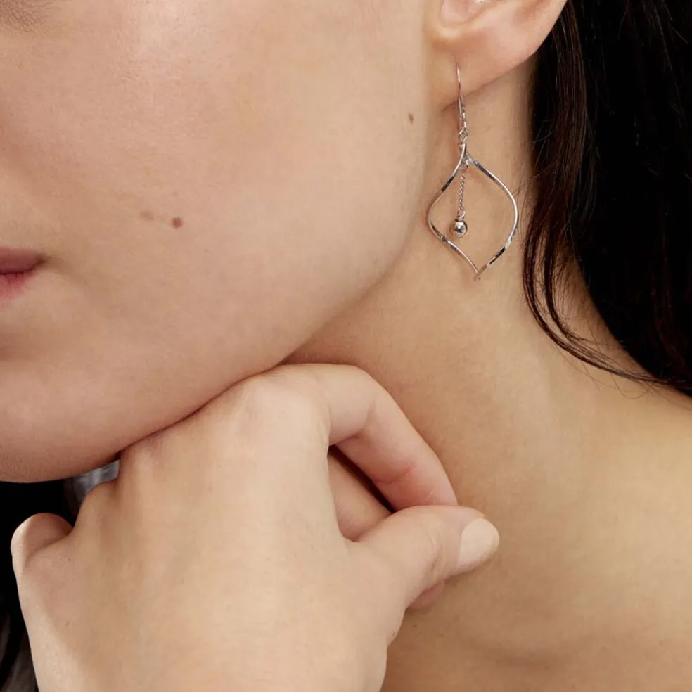 Boucles D'oreilles Pendantes Melaine Argent Blanc