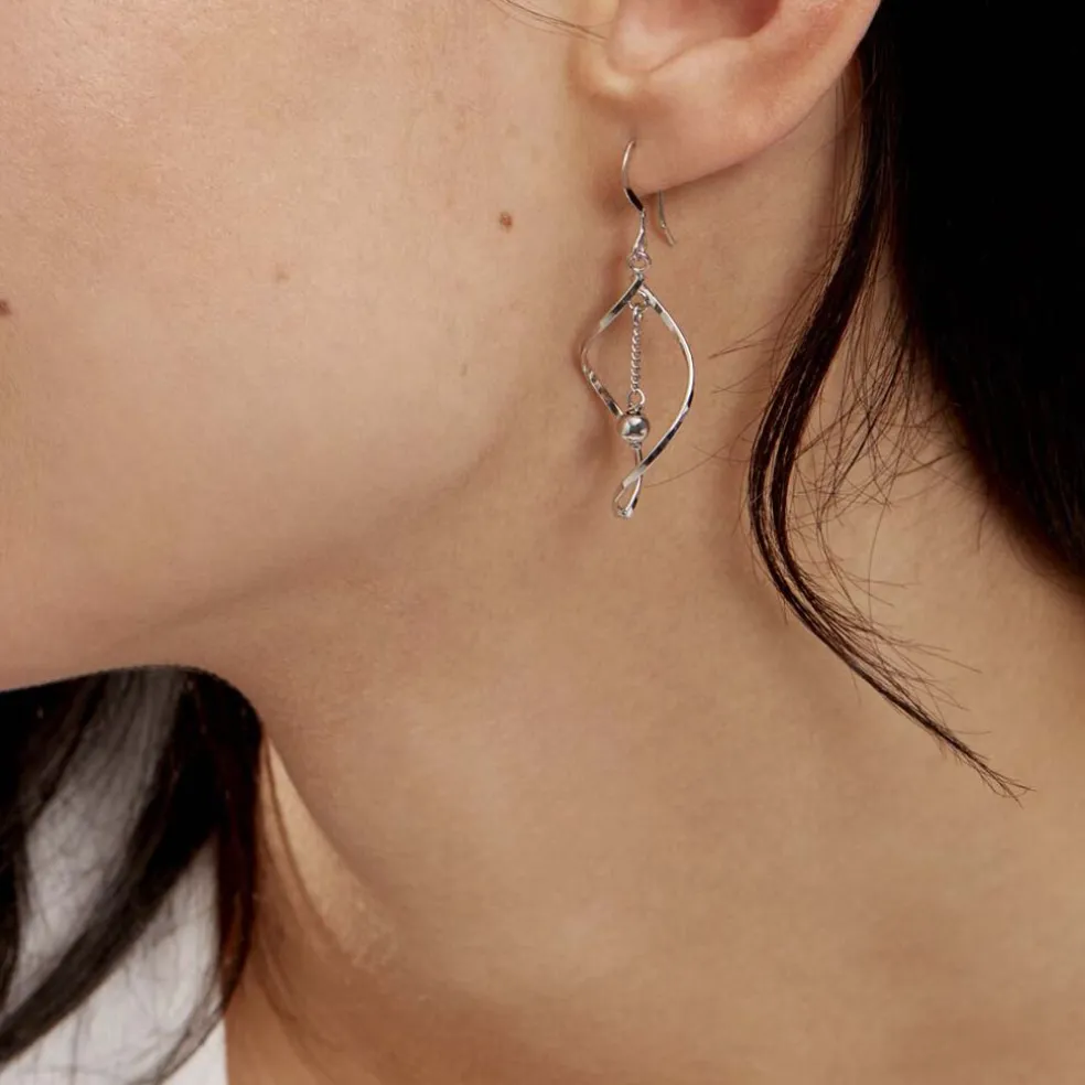 Boucles D'oreilles Pendantes Melaine Argent Blanc
