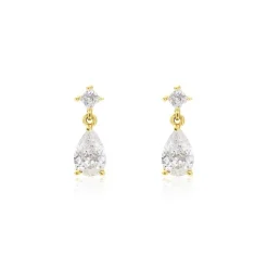 Boucles D'oreilles Pendantes Faas Or Jaune Oxyde De Zirconium