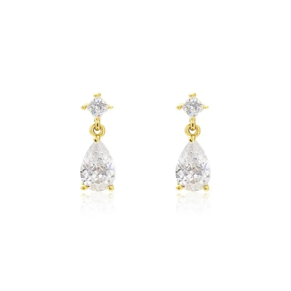 Boucles D'oreilles Pendantes Faas Or Jaune Oxyde De Zirconium