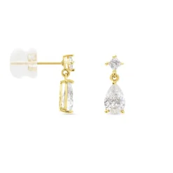 Boucles D'oreilles Pendantes Faas Or Jaune Oxyde De Zirconium