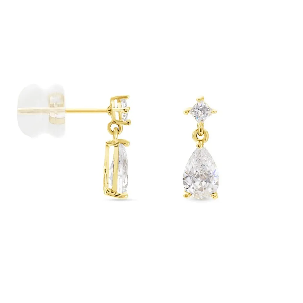 Boucles D'oreilles Pendantes Faas Or Jaune Oxyde De Zirconium