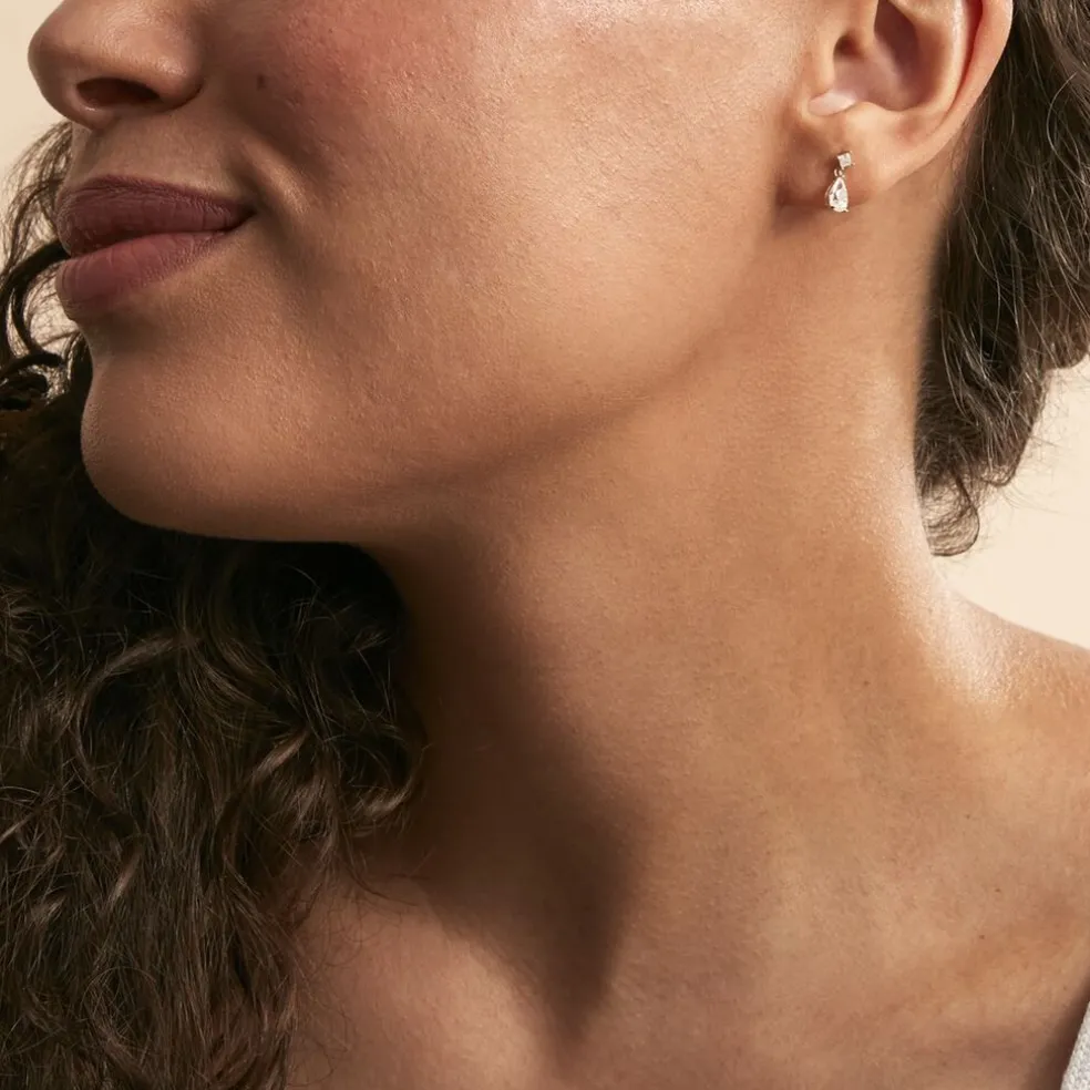 Boucles D'oreilles Pendantes Faas Or Jaune Oxyde De Zirconium