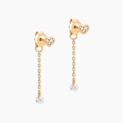 Boucles D'Oreilles Pendantes Isolia Plaqué Or Jaune Oxyde De Zirconium