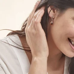 Boucles D'oreilles Pendantes Argent Blanc Melusine Ambre