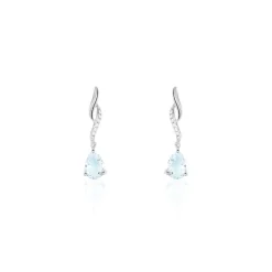 Boucles D'oreilles Pendantes Assaf Or Blanc Topaze Et Oxyde