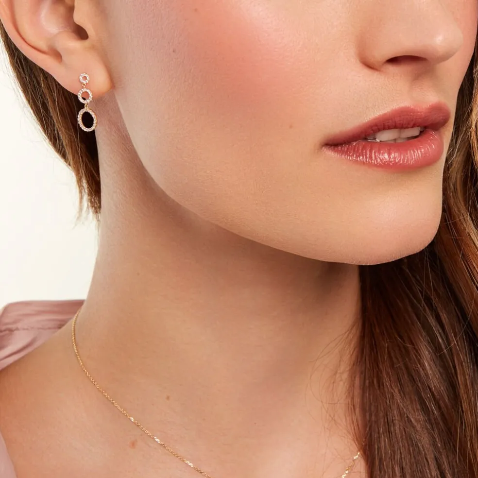 Boucles D'oreilles Pendantes Camron Or Jaune Oxyde De Zirconium