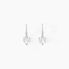 Boucles D'oreilles Pendantes Bo Coeur Pm Or Blanc Oxyde De Zirconium