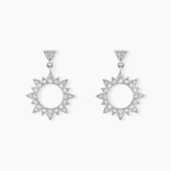 Boucles D'oreilles Pendantes Teana Argent Blanc Oxyde De Zirconium