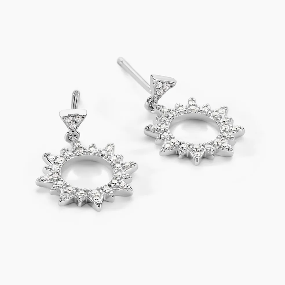 Boucles D'oreilles Pendantes Teana Argent Blanc Oxyde De Zirconium