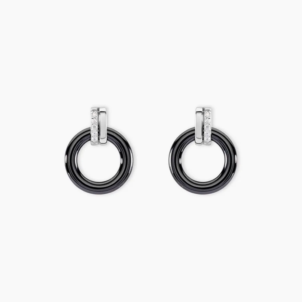 Boucles D'oreilles Pendantes Bertillianne Argent Céramique Et Oxyde