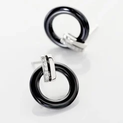 Boucles D'oreilles Pendantes Bertillianne Argent Céramique Et Oxyde