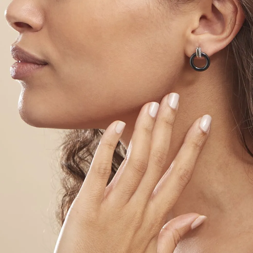Boucles D'oreilles Pendantes Bertillianne Argent Céramique Et Oxyde