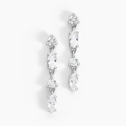 Boucles D'oreilles Pendantes Argent Blanc Shiny Nights Oxyde