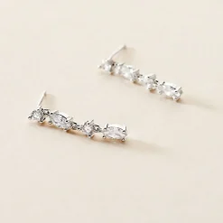 Boucles D'oreilles Pendantes Argent Blanc Shiny Nights Oxyde