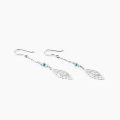 Boucles D'oreilles Pendantes Grethel Argent Blanc Turquoise