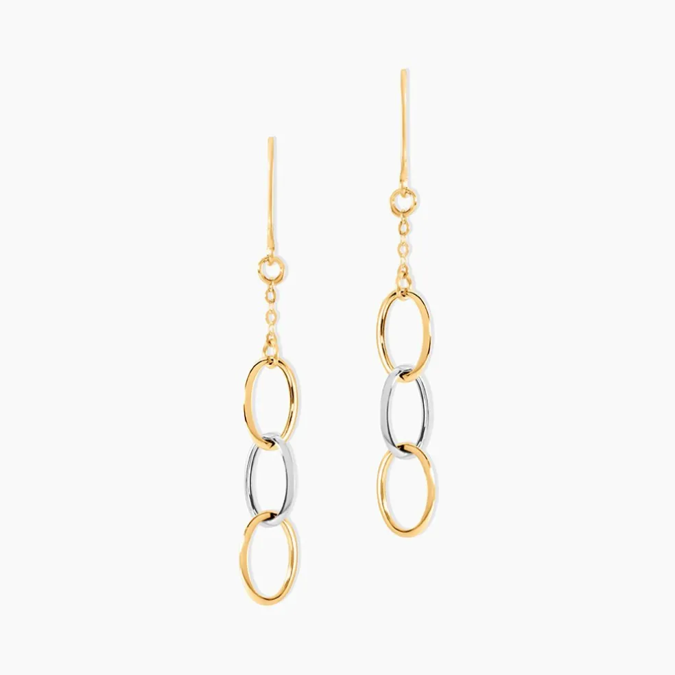 Boucles D'oreilles Pendantes Lucette Or Bicolore