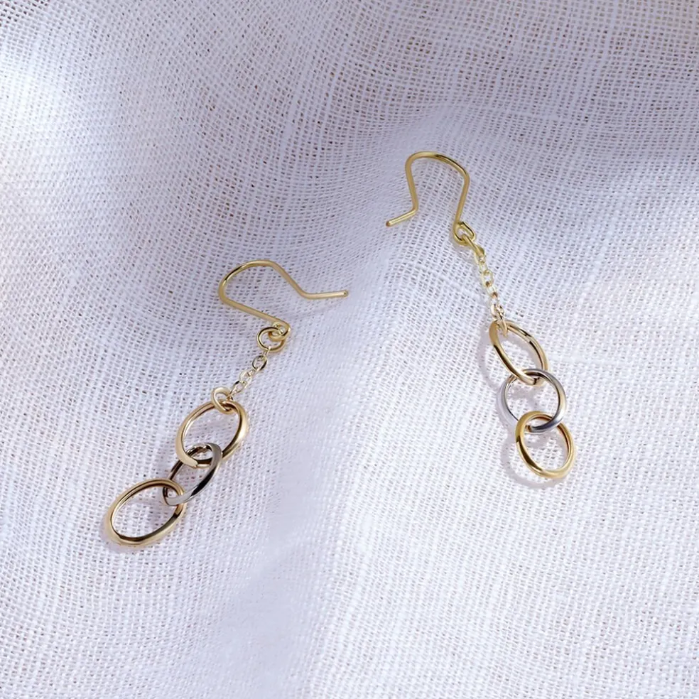 Boucles D'oreilles Pendantes Lucette Or Bicolore