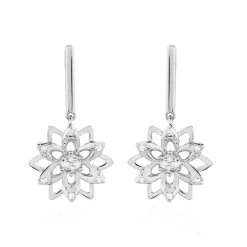 Boucles D'oreilles Pendantes Italane Or Blanc Diamant
