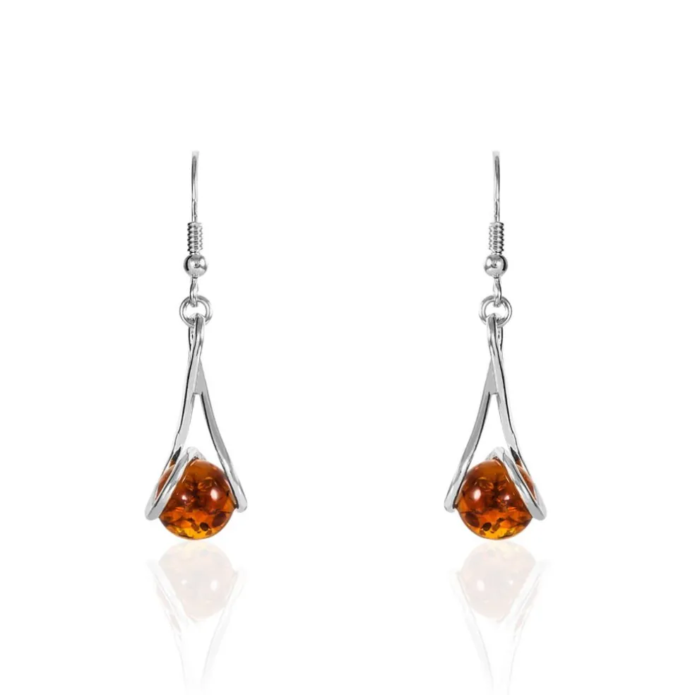 Boucles D'oreilles Pendantes Argent Blanc Simona Ambre