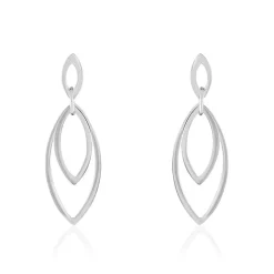 Boucles D'oreilles Pendantes Toupie Argent Blanc