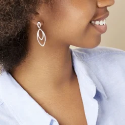 Boucles D'oreilles Pendantes Toupie Argent Blanc