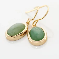 Boucles D'oreilles Pendantes Veina Plaqué Or Jaune Aventurine