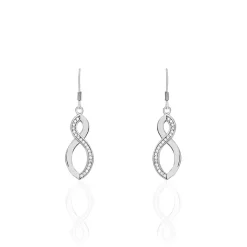 Boucles D'oreilles Pendantes Odile Argent Blanc Oxyde De Zirconium