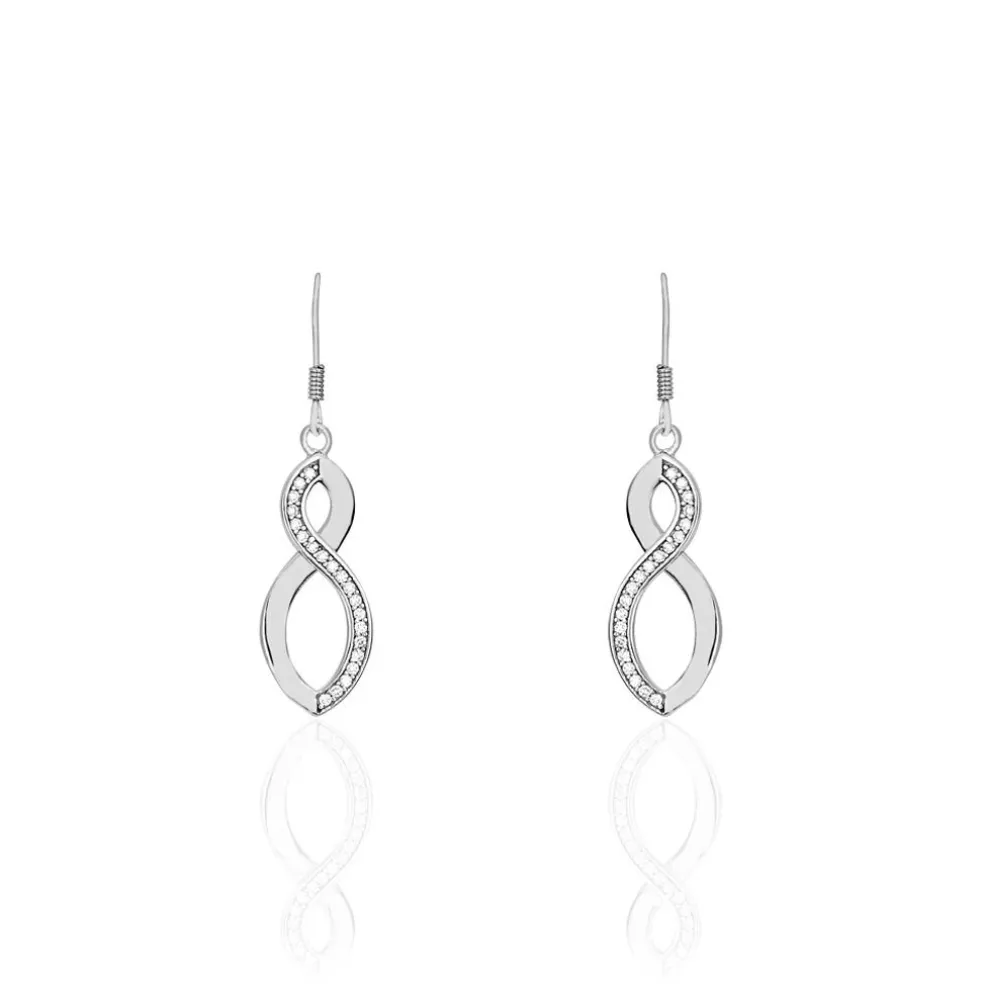 Boucles D'oreilles Pendantes Odile Argent Blanc Oxyde De Zirconium