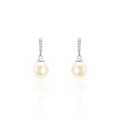 Boucles D'oreilles Pendantes Coria Argent Perle De Culture Et Oxyde