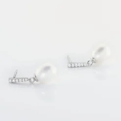 Boucles D'oreilles Pendantes Coria Argent Perle De Culture Et Oxyde