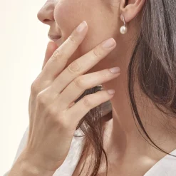 Boucles D'oreilles Pendantes Coria Argent Perle De Culture Et Oxyde