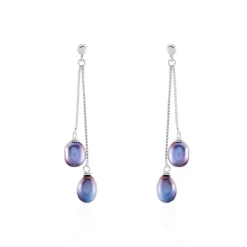 Boucles D'oreilles Pendantes Axell Argent Blanc Perle De Culture