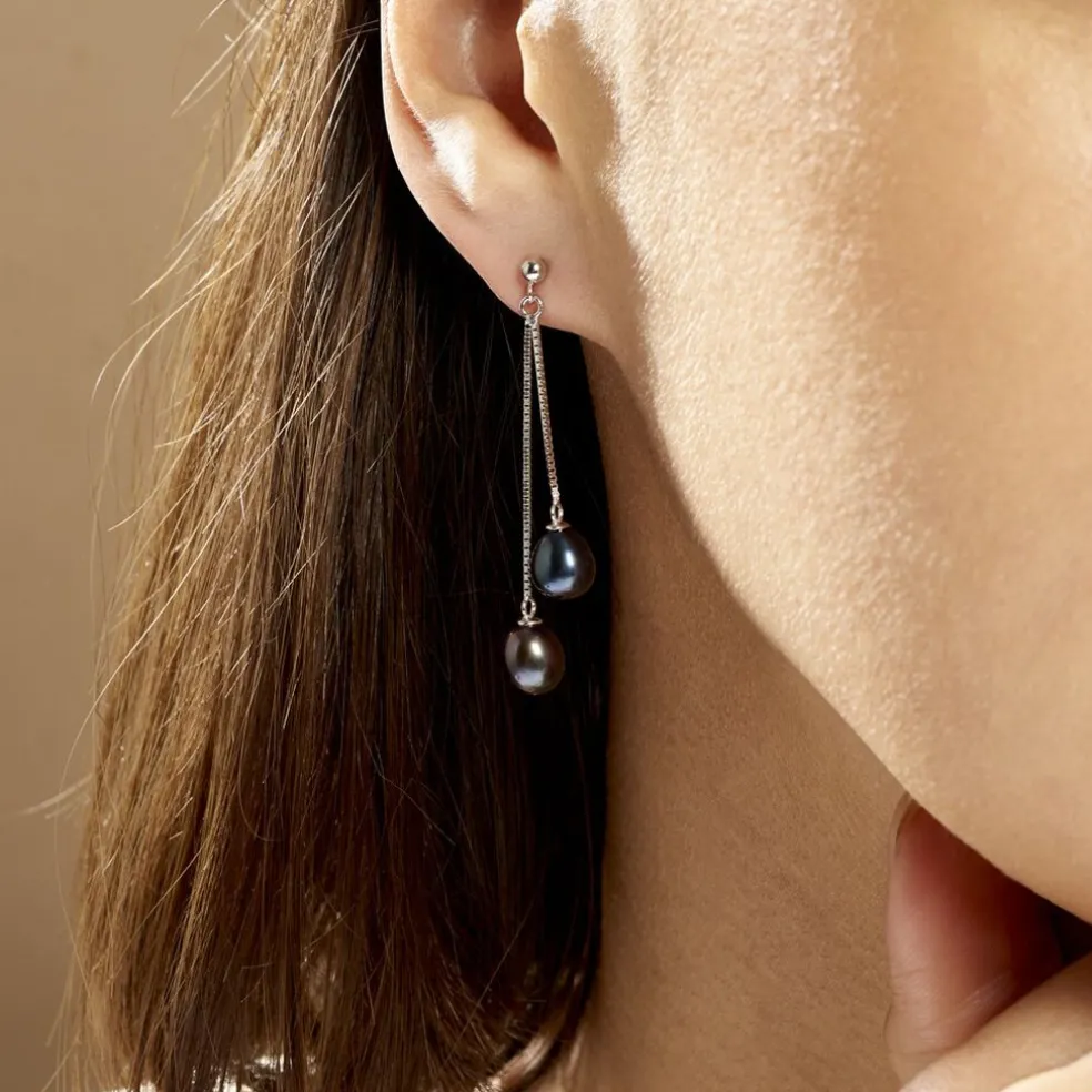 Boucles D'oreilles Pendantes Axell Argent Blanc Perle De Culture