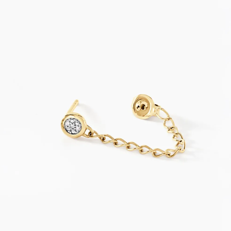 Boucles D'oreilles Pendantes Mahe Or Jaune Diamant