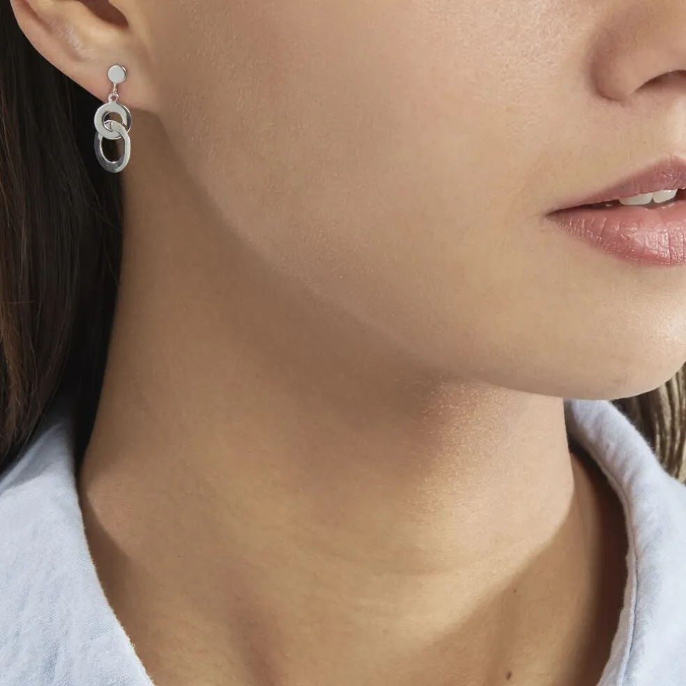 Boucles D'oreilles Pendantes Anjeza Argent Blanc