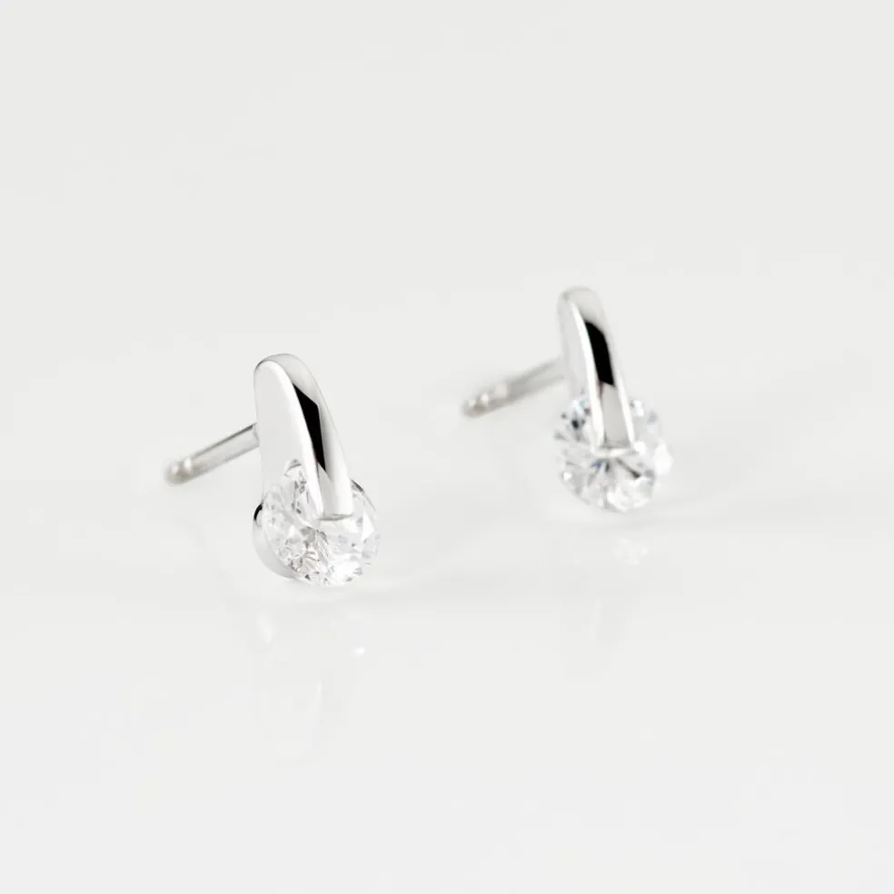 Boucles D'oreilles Pendantes Vera Argent Blanc Oxyde De Zirconium