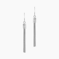 Boucles D'oreilles Pendantes Amaryllis Argent Blanc