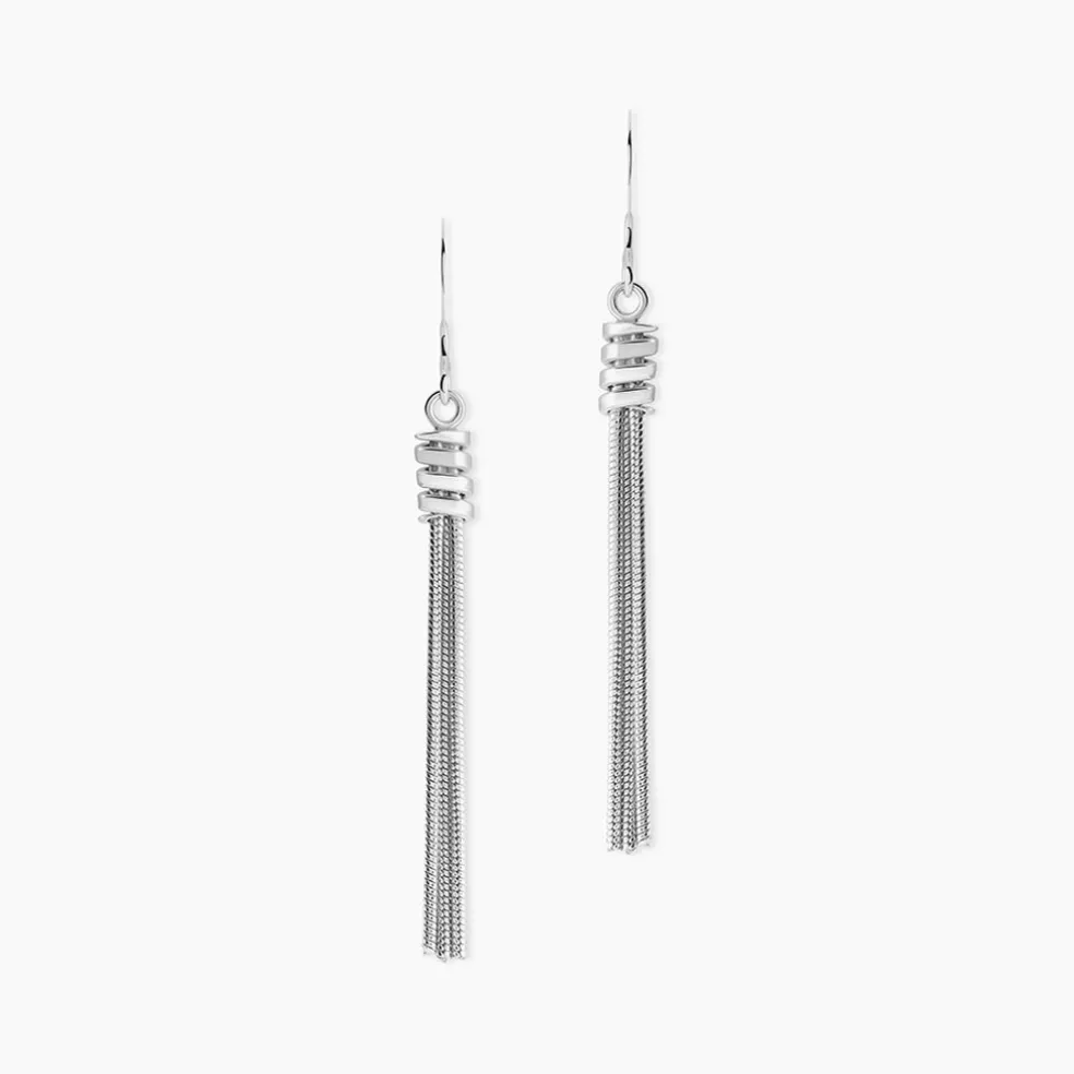 Boucles D'oreilles Pendantes Amaryllis Argent Blanc