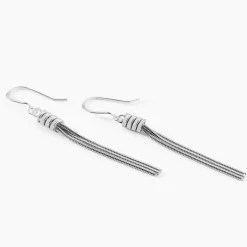 Boucles D'oreilles Pendantes Amaryllis Argent Blanc