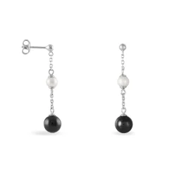 Boucles D'oreilles Pendantes Lucia Cera Argent Blanc Perle De Culture