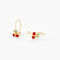 Boucles D'oreilles Pendantes Cherry Cerise Or Jaune