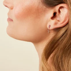 Boucles D'Oreilles Pendantes Jardin Secret Or Jaune Améthyste Oxyde De Zirconium