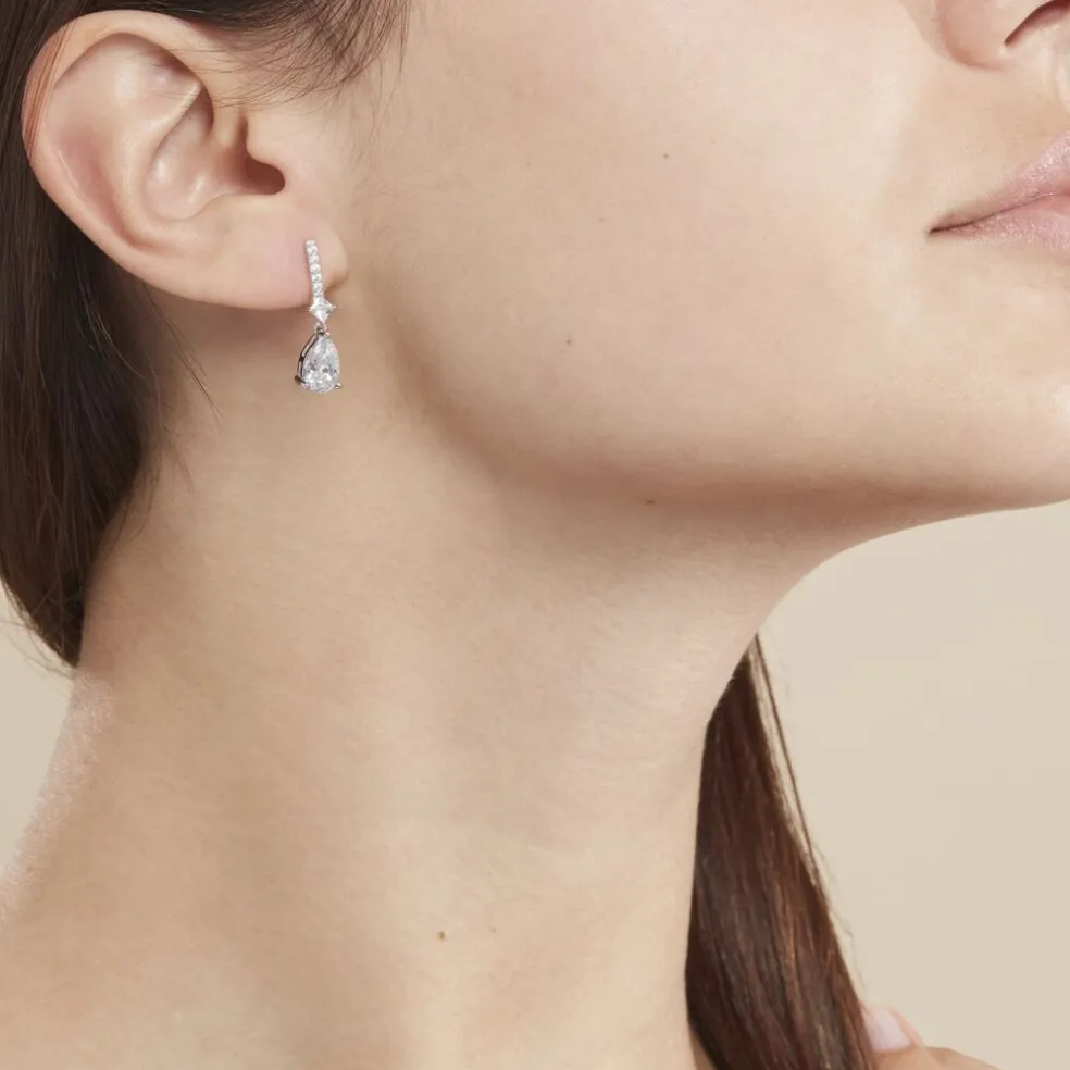 Boucles D'oreilles Pendantes Eowyn Argent Blanc Oxyde De Zirconium