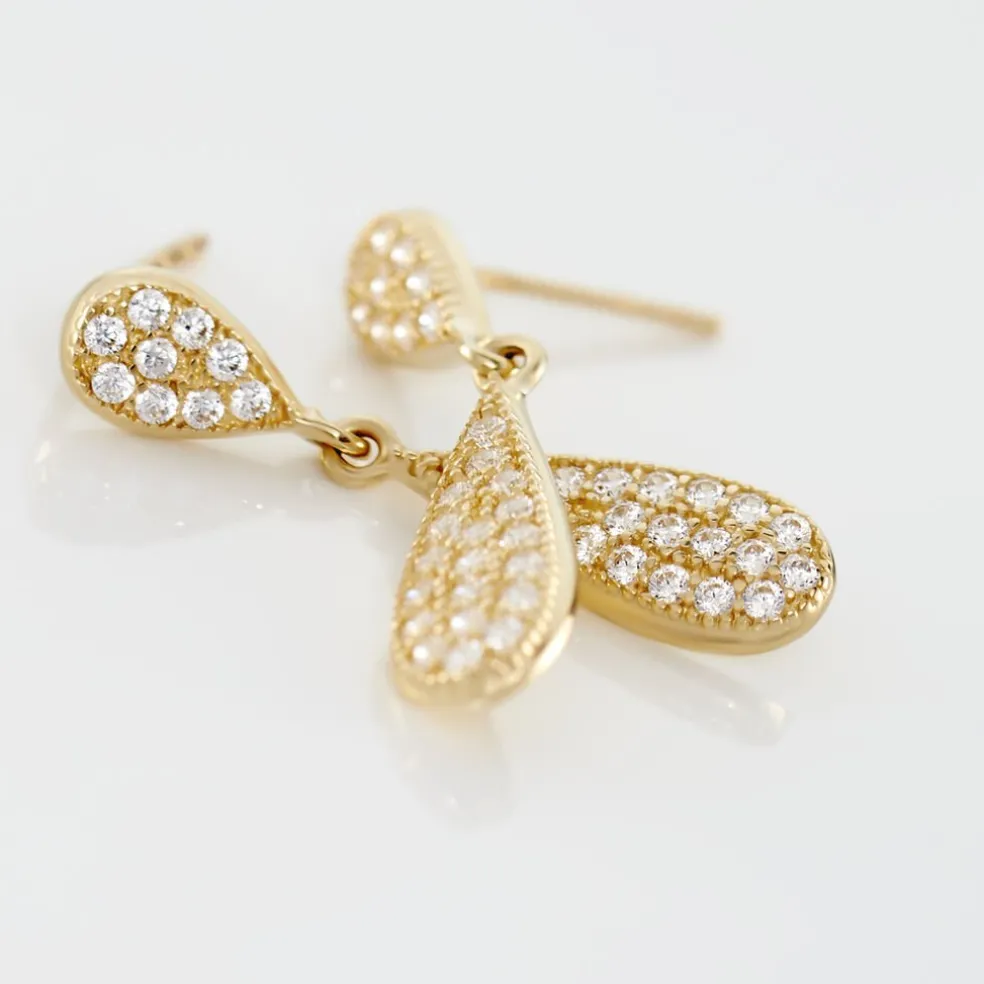 Boucles D'oreilles Pendantes Reiko Or Jaune Oxyde De Zirconium