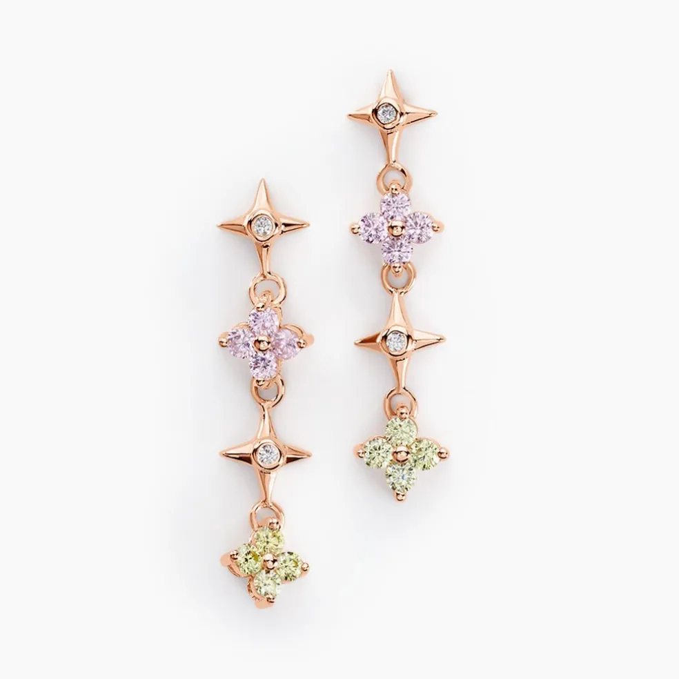 Boucles D'oreilles Pendantes Nimbe Argent Rose Oxyde De Zirconium