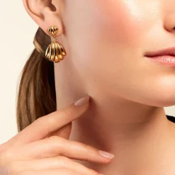 Boucles D'oreilles Pendantes Dila Acier Jaune