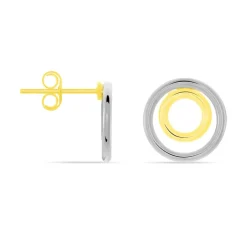 Boucles D'oreilles Pendantes Berangere Double Cercles Or Bicolore