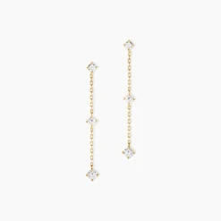 Boucles D'Oreilles Pendantes Madhav Or Jaune Diamant Synthétique