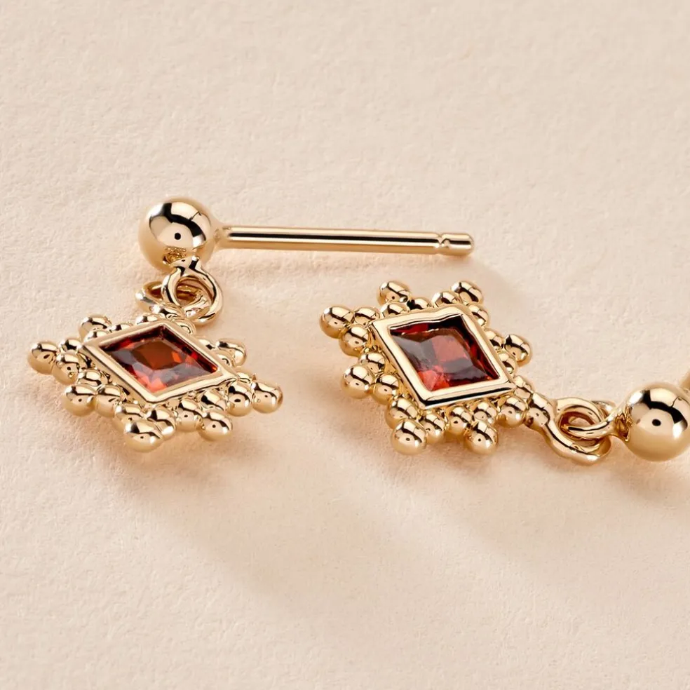 Boucles D'oreilles Pendantes Bobbie Plaqué Or Jaune Oxyde De Zirconium